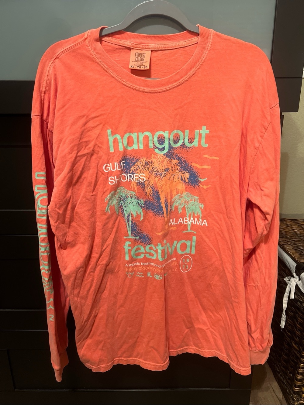 Comfort Colors Coral 'Hangout Festival' Long Sleeve Tee